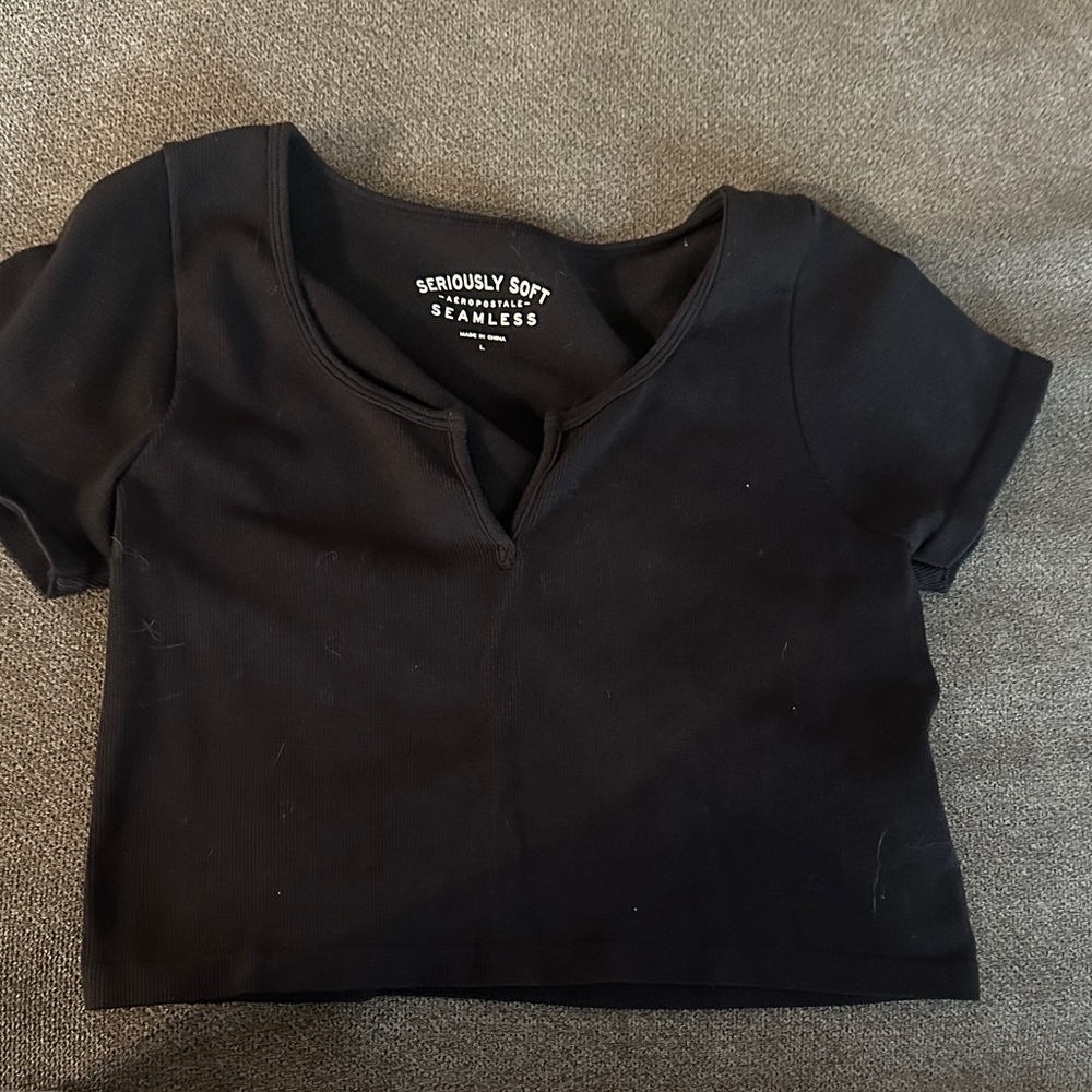 Aeropostale Black Seamless Crop Top